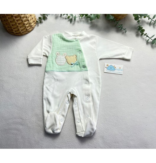 Babygrow Carinha Relevo Verde Água  