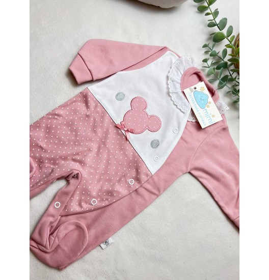 Babygrow Carinha Pintas Rosa Velho  
