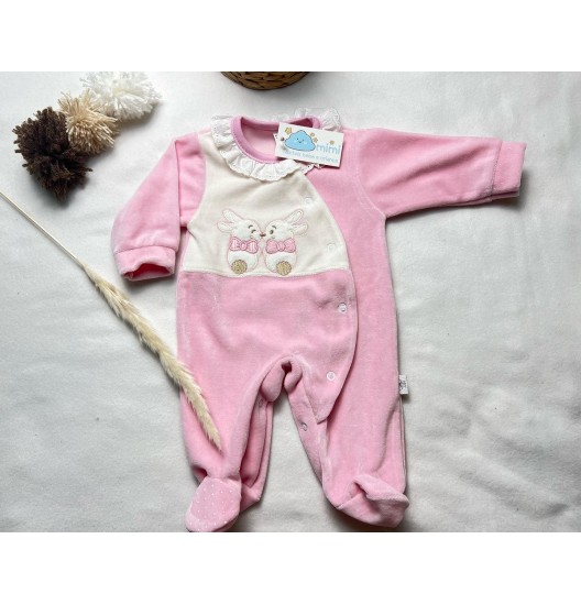 Babygrow 2 Coelhinhos Beijinho Rosa 