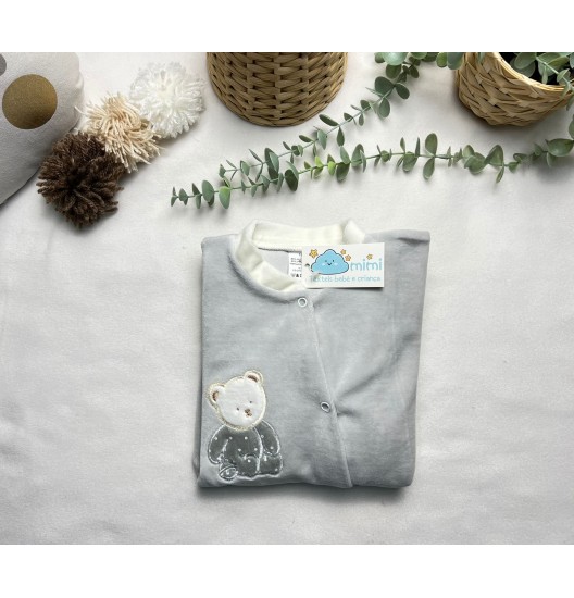 Babygrow/Pijaminha Ursinho Cinza 