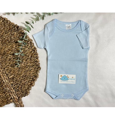 Body Manga Curta Simples Azul  