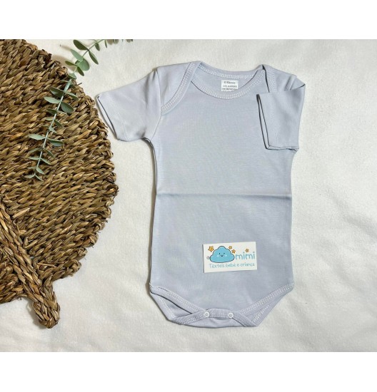 Body Manga Curta Simples Cinza  