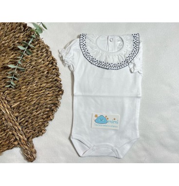 Body Manga Curta Golinha Trabalhada Marinho