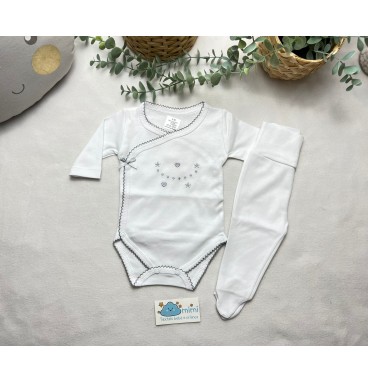 Body + Collant Corações e Estrelas Cinza 