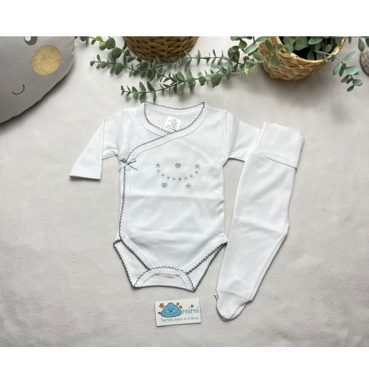 Body + Collant Corações e Estrelas Cinza 