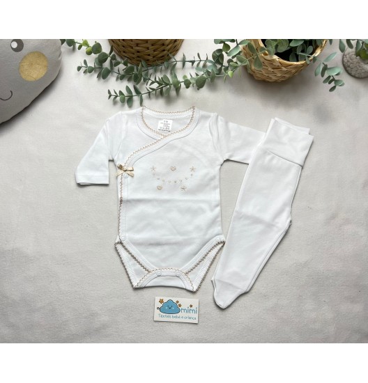 Body + Collant Corações e Estrelas Pérola