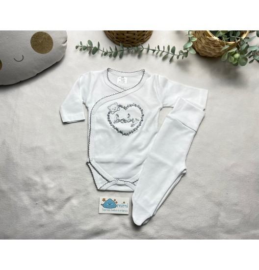 Body + Collant Baby Cinza