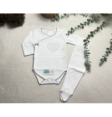 Body + Collant Coração Grande Cinza