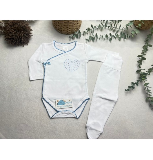 Body + Collant Coração Grande Azul 