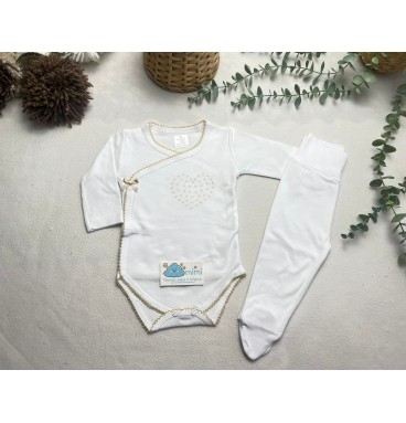 Body + Collant Coração Grande Pérola  