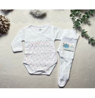 Body + Collant Corações Rosa 