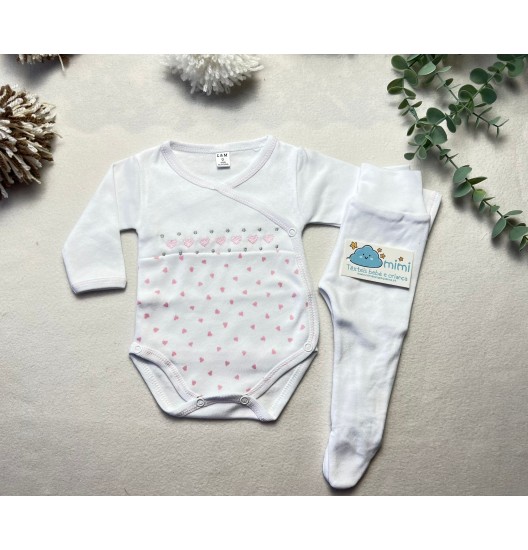 Body + Collant Corações Rosa 