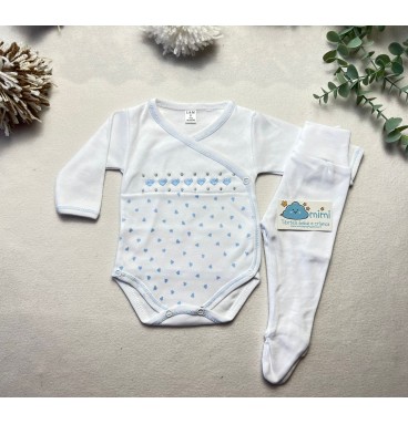 Body + Collant Corações Azul 