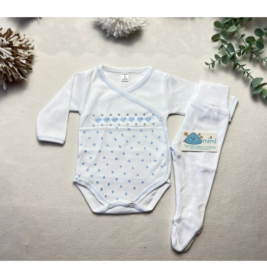 Body + Collant Corações Azul 