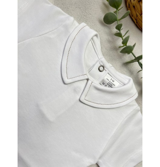 Body Manga Curta Golinha com Risquinha Areia  