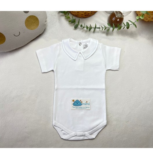 Body Manga Curta Golinha com Risquinha Azul  