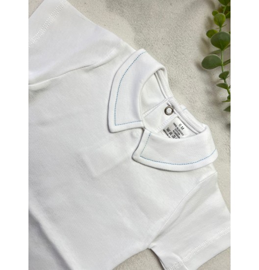 Body Manga Curta Golinha com Risquinha Azul  