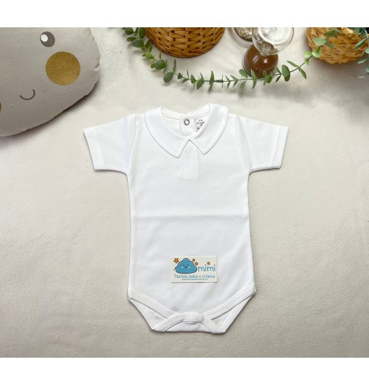 Body Manga Curta Golinha com Risquinha Branco
