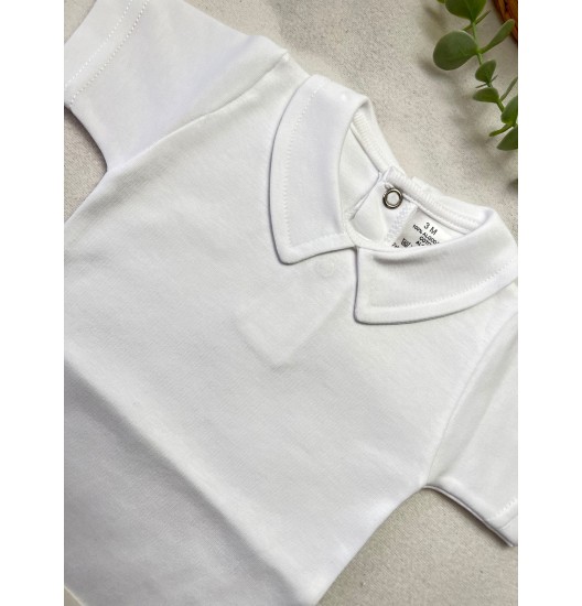 Body Manga Curta Golinha com Risquinha Branco