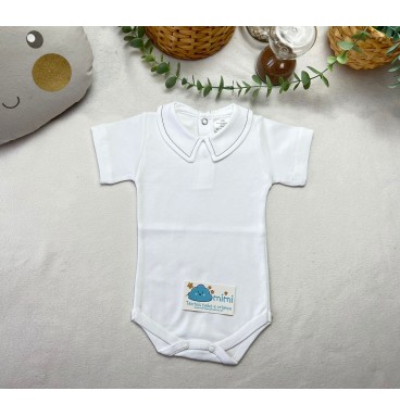 Body Manga Curta Golinha com Risquinha Marinho  