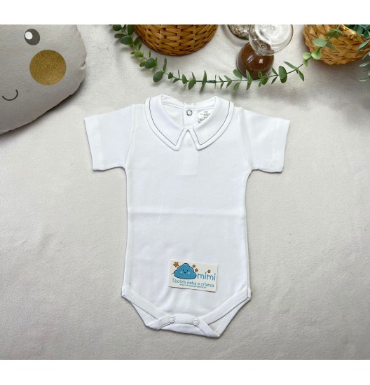 Body Manga Curta Golinha com Risquinha Marinho  