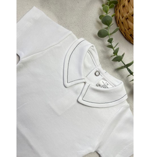 Body Manga Curta Golinha com Risquinha Marinho  