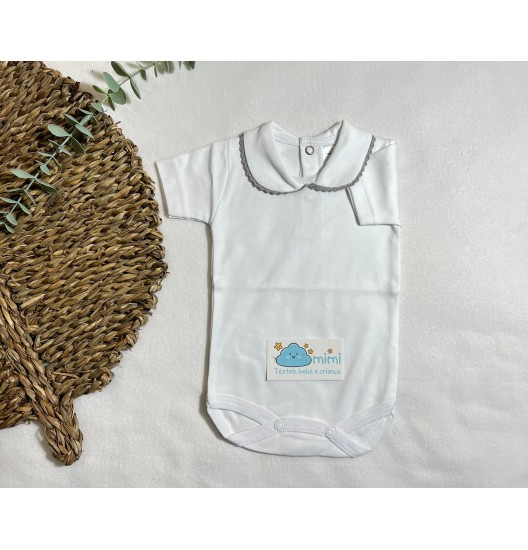 Body Manga Curta Golinha Pequena Cinza 