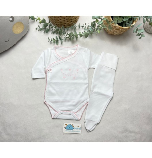 Body + Collant Corações e Estrelas Rosa  