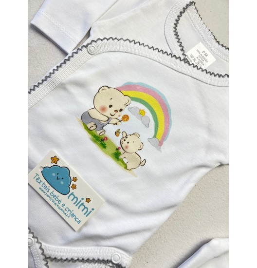 Body + Collant Ursinhos Arco Íris Cinza  