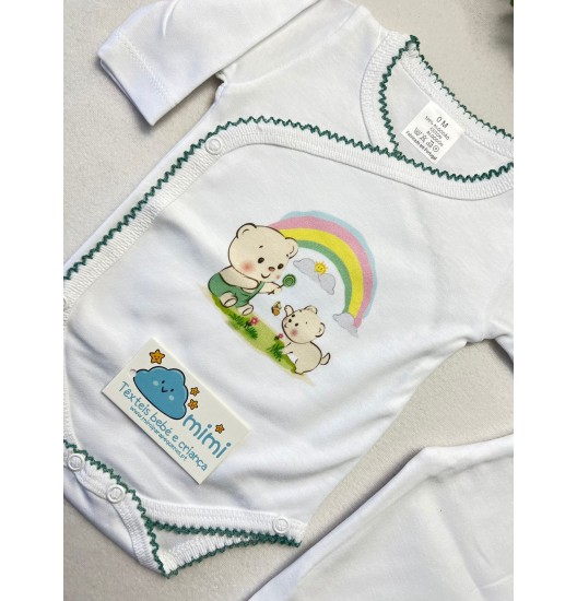 Body + Collant Ursinhos Arco Íris Verde  