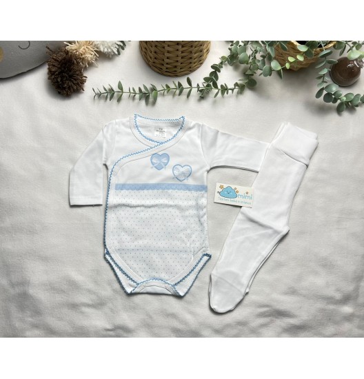 Body + Collant 2 Corações Azul