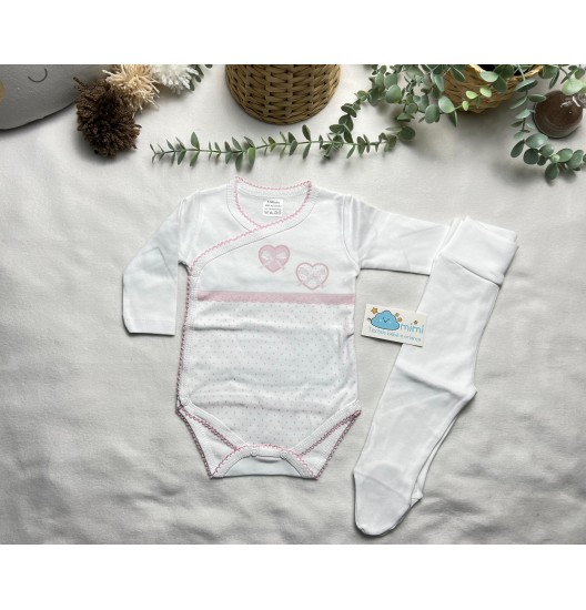 Body + Collant 2 Corações Rosa 