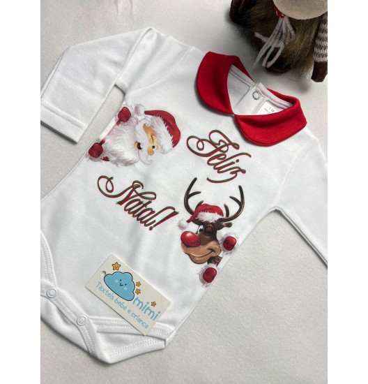 Body "Feliz Natal" Gola Pequena 