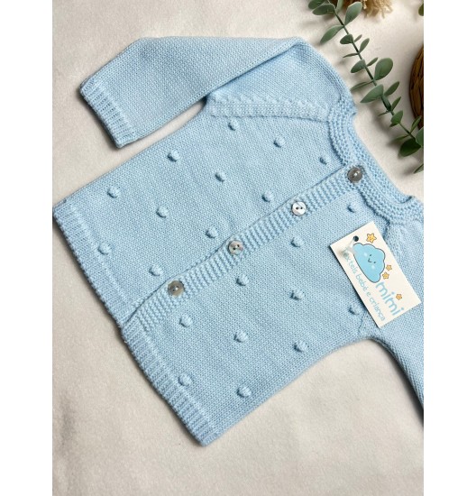 Casaquinho Malha Pompom Azul 