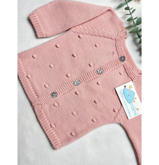 Casaquinho Malha Pompom Rosa Velho  