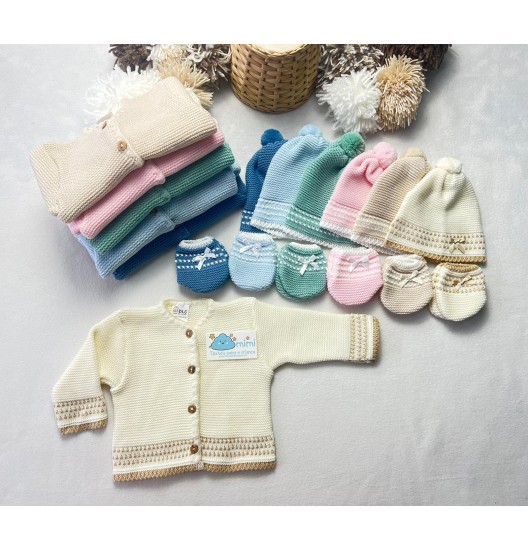 Casaco + Gorro + Luvas Pontinhos 