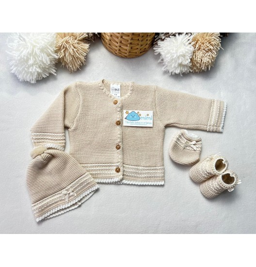 Casaco + Gorro + Luvas Pontinhos 