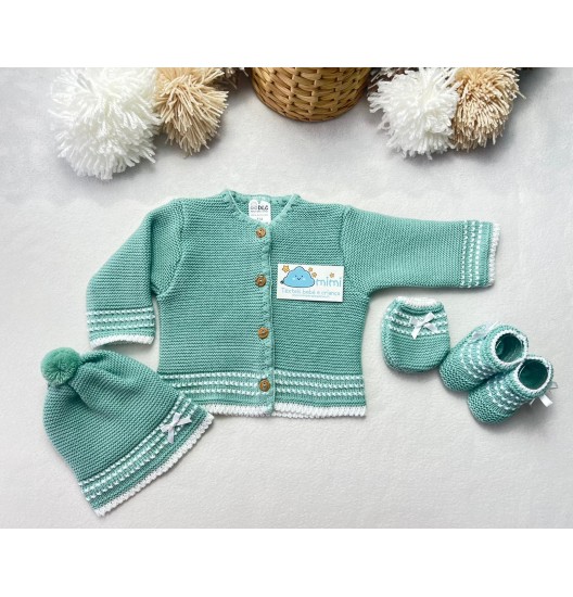 Casaco + Gorro + Luvas Pontinhos 