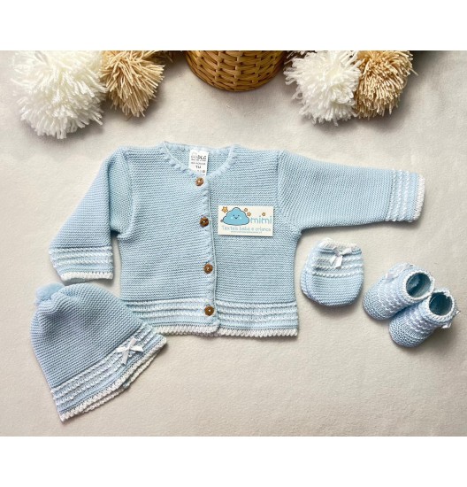 Casaco + Gorro + Luvas Pontinhos 