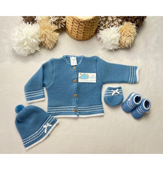 Casaco + Gorro + Luvas Pontinhos 