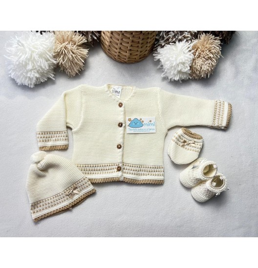 Casaco + Gorro + Luvas Pontinhos 