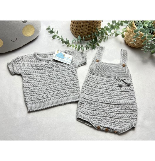 Conjunto 2 Peças Cereja Trabalhado Cinza