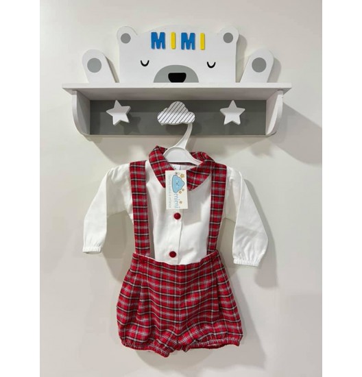 Conjunto Menino Xadrez Vermelho 