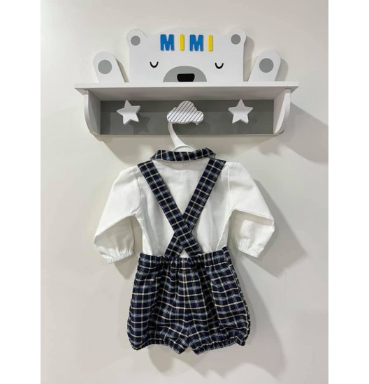 Conjunto Menino Xadrez Marinho