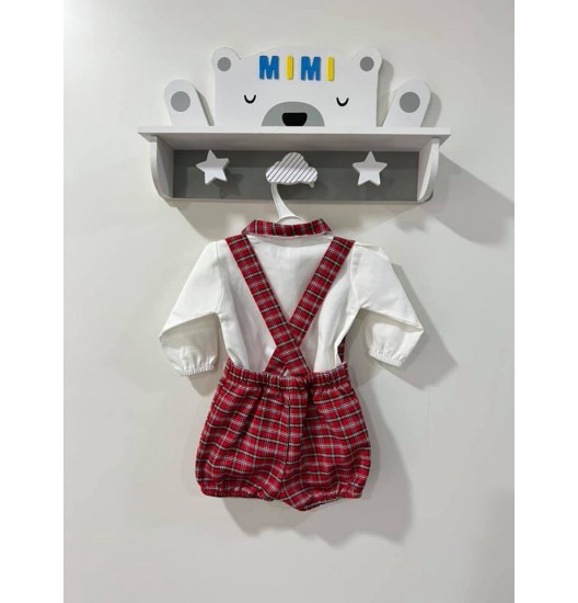 Conjunto Menino Xadrez Vermelho 