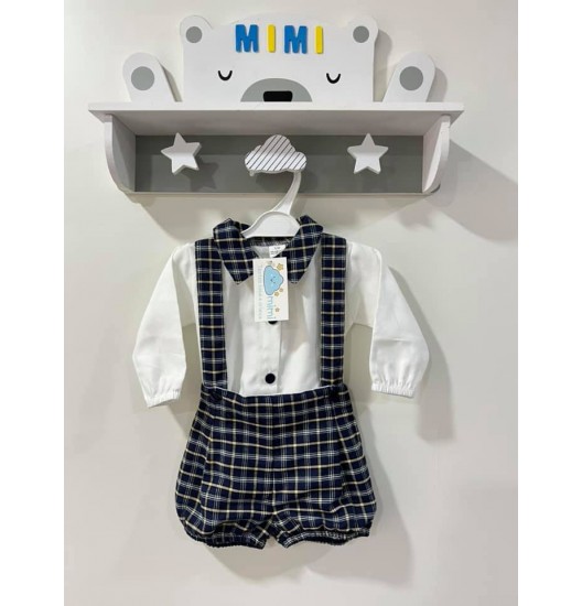 Conjunto Menino Xadrez Marinho
