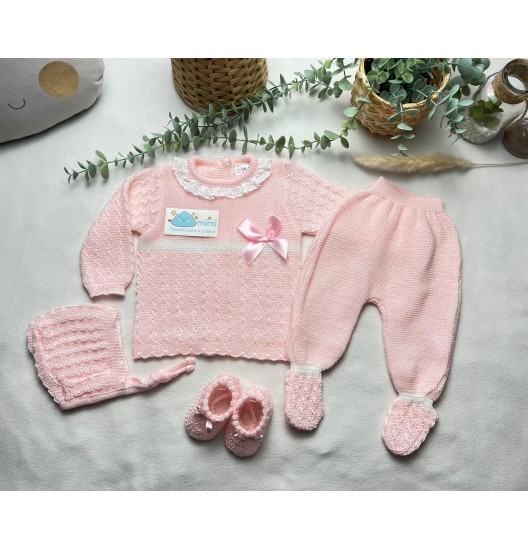 Conjunto Perlé Laço Rosa  