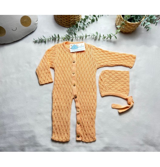 Conjunto Macacão Botões Laranja  