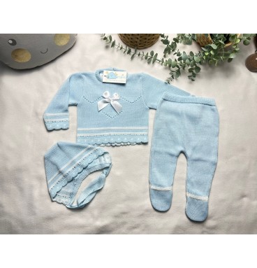 Conjunto Laço em Cetim Azul  