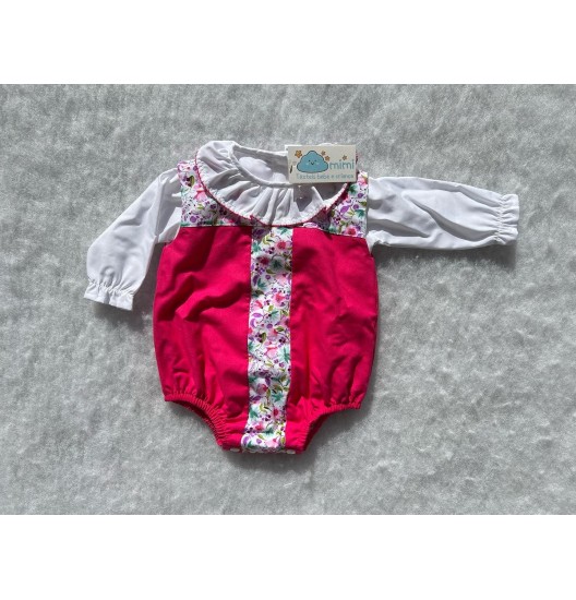 Conjunto Body Flores Rosa Vivo 